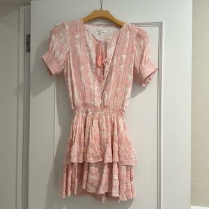 Krewe Du Q ruffle boho floral print mini dress